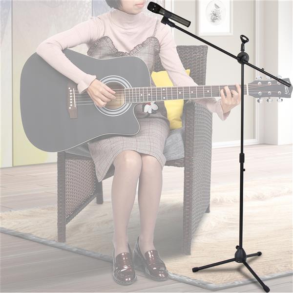 [Do Not Sell on Amazon]Glarry FS-002 Folding Type Tripod Boom Microphone Mic Stand Black