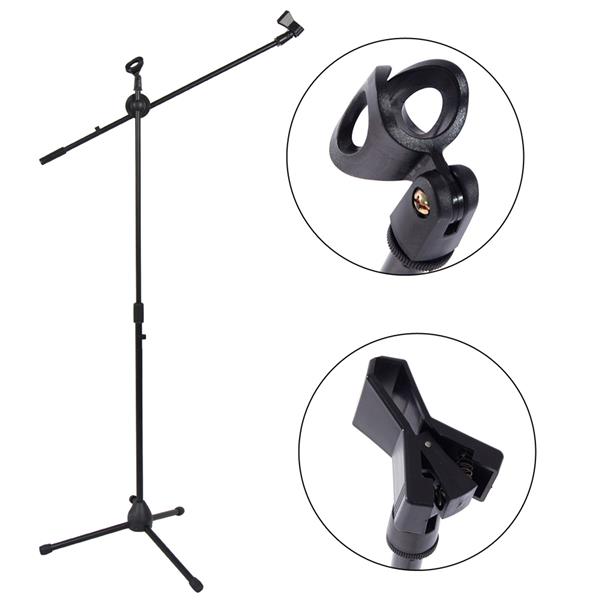[Do Not Sell on Amazon]Glarry FS-002 Folding Type Tripod Boom Microphone Mic Stand Black