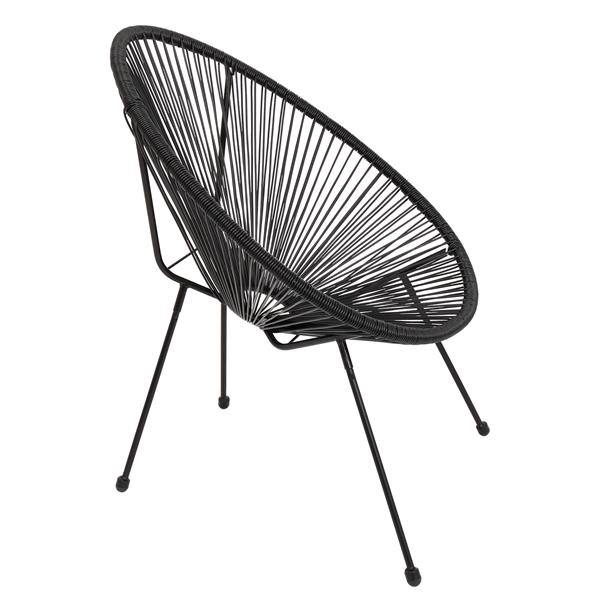 3-Piece All-Weather Patio Acapulco Bistro Furniture Set with 2 Chairs &amp; Glass Top Table Black
