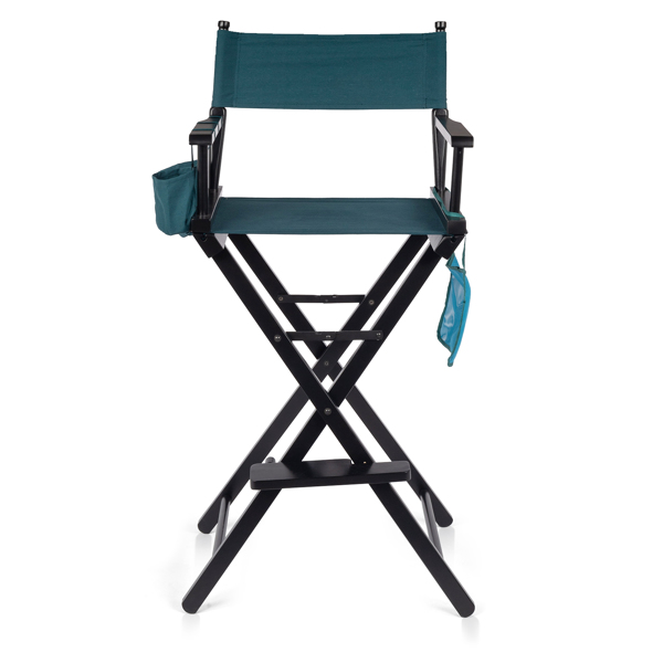 High Quality Solid Hardwood &amp; Polyester Folding Makeup Chair Dark Green