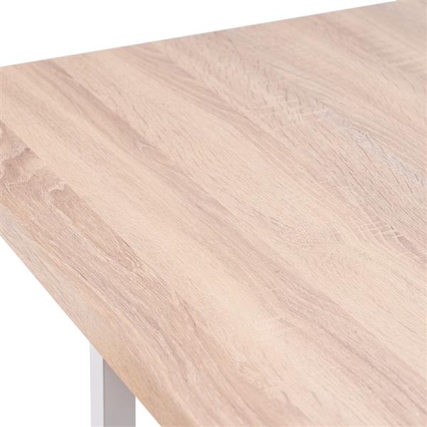 5 Piece Dining Table Set, Dining Set for 4, PVC Table and 4 Stools, Light Oak Color &amp; White