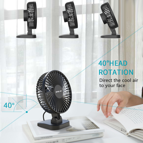 (ABC)USB Desk Fan, Small but Mighty, Quiet Portable Fan for Desktop Office Table, 40 Adjustment for Better Cooling, 3 Speeds, 4.9 ft Cord)