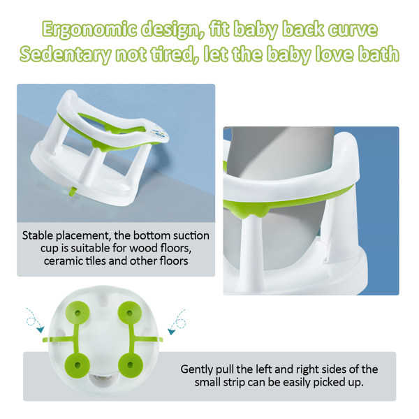 Baby Bath Seat,Baby Bath Chair, Newborn Shower Seat Bathtub Seat Cushion Children's Wrap-Around Shower Chair for 6 Months&amp;Up (White)