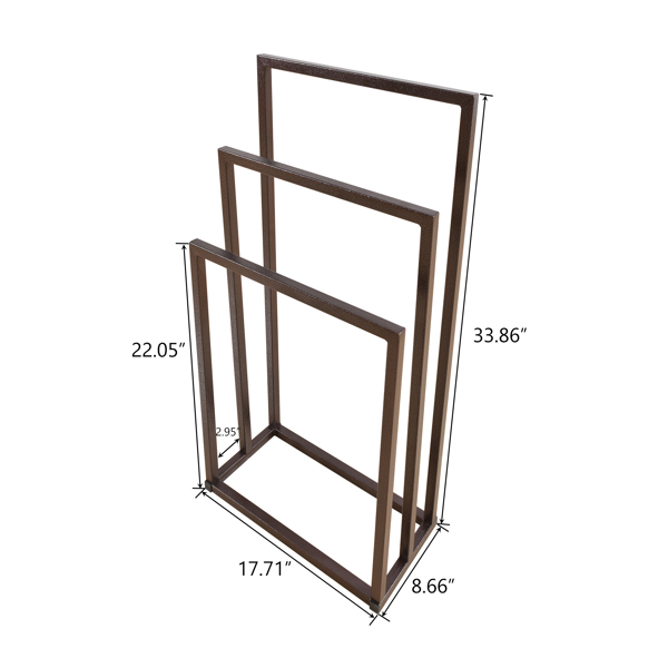 Metal Freestanding Towel Rack 3 Tiers Hand Towel Holder Organizer for Bathroom Accessories Brown