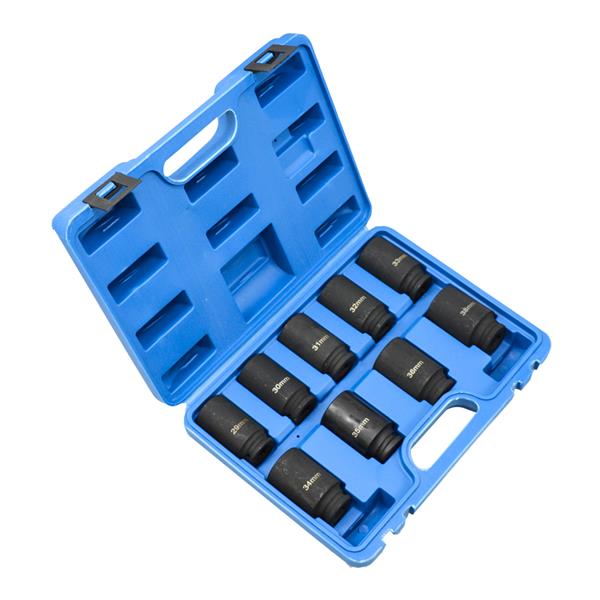 9pcs Deep Impact Socket Set 1/2'' Drive Metric Axle Hub Nut Socket 29-38mm