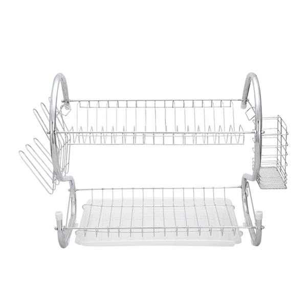 Multifunctional S-shaped Dual Layers Bowls &amp; Dishes &amp; Chopsticks &amp; Spoons Collection Shelf Dish Drainer