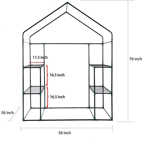 Green House 56&quot; W x 56&quot; D x 76&quot; H,Walk in Outdoor Plant Gardening Greenhouse 2 Tiers 8 Shelves - Window and Anchors Include(White)
