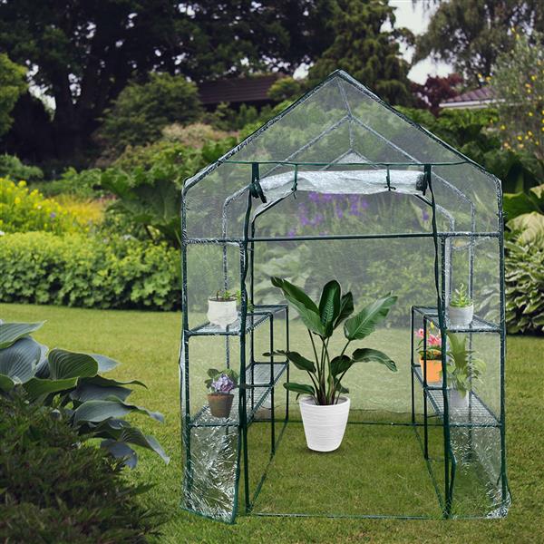 Green House 56&quot; W x 56&quot; D x 76&quot; H,Walk in Outdoor Plant Gardening Greenhouse 2 Tiers 8 Shelves - Window and Anchors Include(White)
