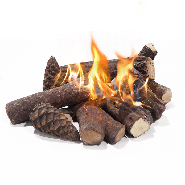 9 Pcs Fake Gas Fireplace Logs ,Ceramic Wood Fire Pit Logs Sets for Indoor or Outdoor Fire Pit Fireplace