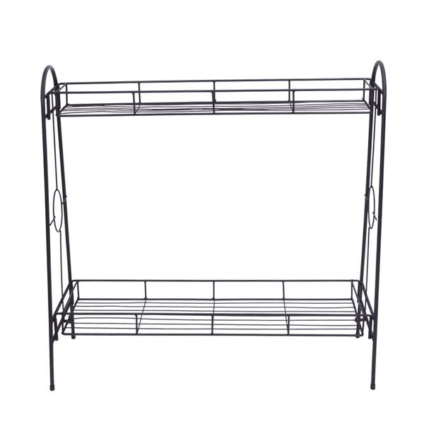 2 Layers Of Round Pattern Plant Shelf (Yh-Cj008 With Accessories) Black Baking Paint