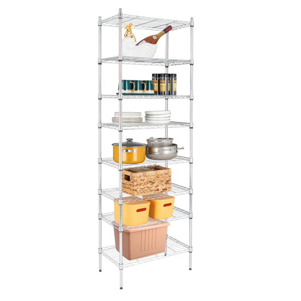 8-Tier Wire Shelving Unit Adjustable Steel Wire Rack Chrome