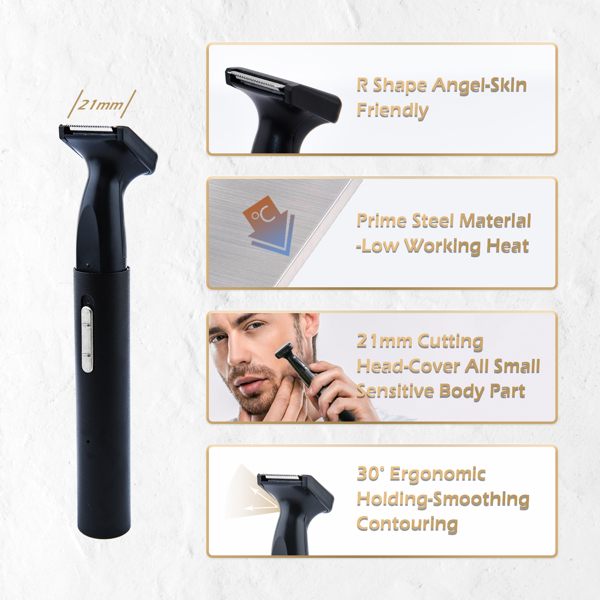 Ear and Nose Hair Trimmer for Women &amp; Men, Painless Body Hair Remover with Stainless Steel Blad, IPX7 Waterproof System, Low Noise, Easy Cleansing