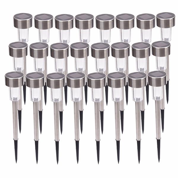 24pcs 5W High Brightness Solar Power LED Lawn Lamps with Lampshades White &amp; Silver