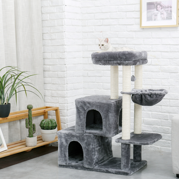 Cats Tree Cat Tower with Sisal Scratching Post Double Condo Kittens Toys Activity Centre Beige