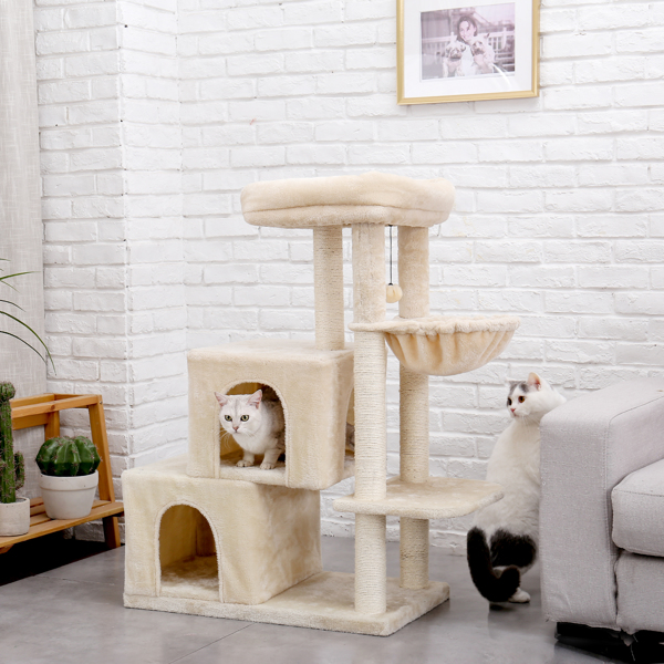 Cats Tree Cat Tower with Sisal Scratching Post Double Condo Kittens Toys Activity Centre Beige
