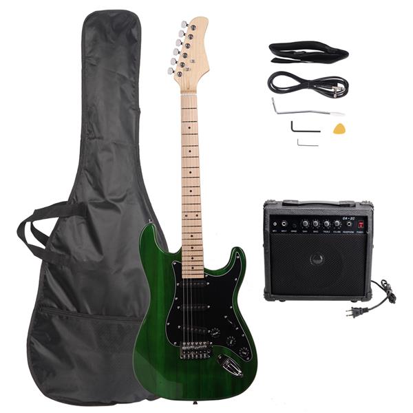 ST Stylish Electric Guitar with Black Pickguard Green