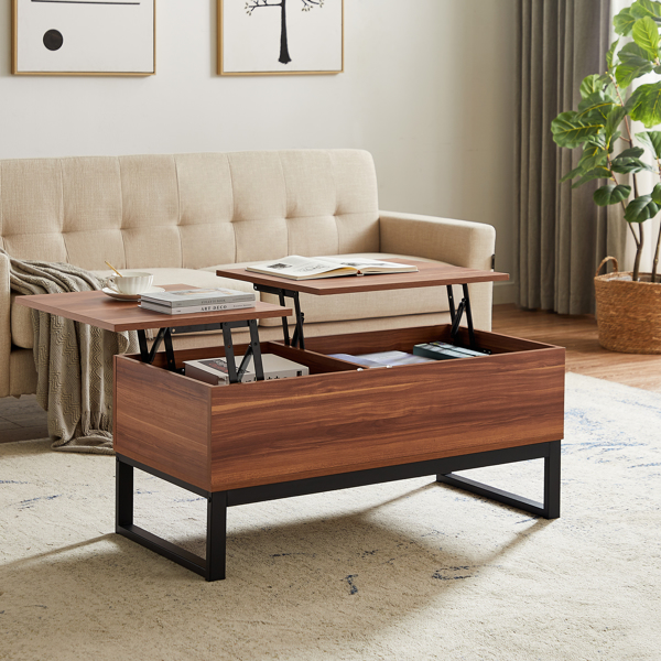 COFFEE TABLE,15 minutes quick assemble,computer table, wood grain color,steel/metel legs support, big storage space,Liftable and lowerable table top,young people\'s favorite