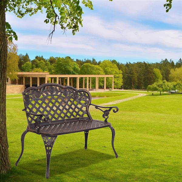 42.5inch Outdoor Cast Aluminum Leisure Rose Couple Bench