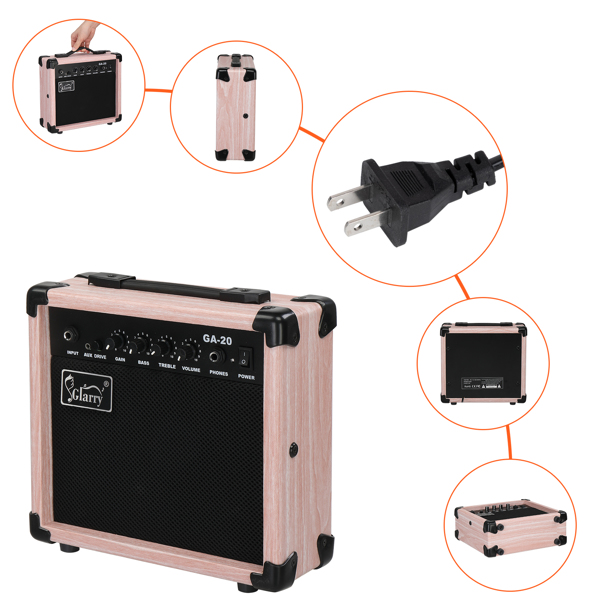 Glarry 20W GA-20 Electric Guitar Amplifier Natural Color