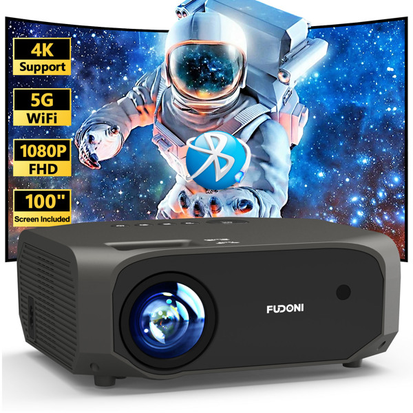 Projector with 5G WiFi and Bluetooth, 10000L Native 1080P Portable Outdoor Video Projector 4K Supported, Home Theater Movie Projector with Screen for Phone/PC/TV Stick/PS5FBA