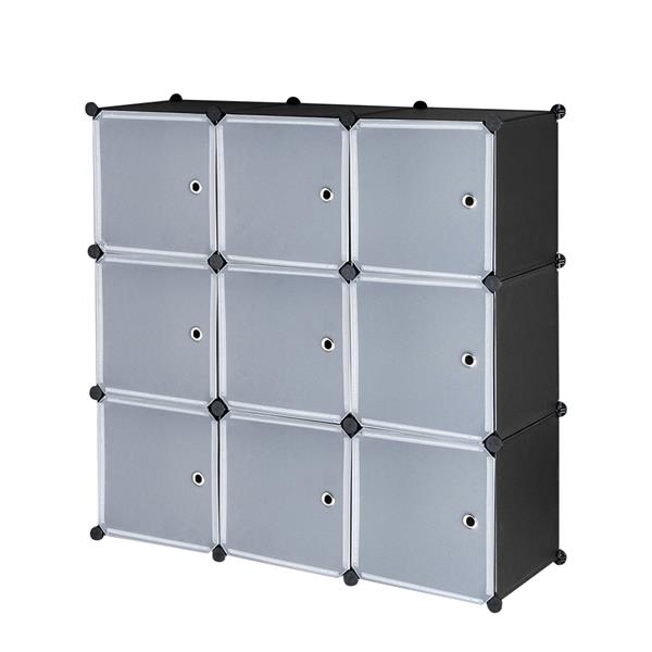 9-Cube DIY Plastic Closet Cabinet, Modular Book Shelf Organizer Units, Storage Shelving with Doors