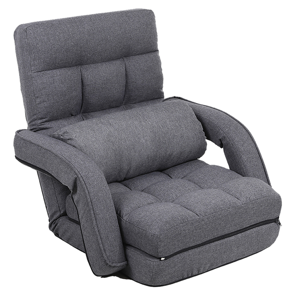 42-Position Adjustable Floor Chair, Chaise Lounge Indoor, Folding Lazy Sofa with Armrests and a Pillow Padded Adults Gaming Chairs for Living Room, Bedroom