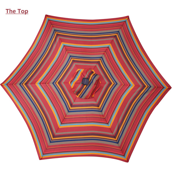 Outdoor Patio 8.7-Feet Market Table Umbrella with Push Button Tilt and Crank, Red Stripes With 24 LED Lights[Umbrella Base is not Included]