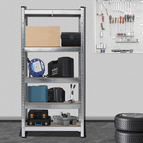 150 x 75 x 30cm 5 Tiers Galvanizing Storage Rack Gray