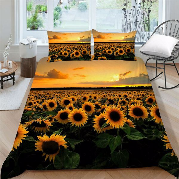 Sunflower Printed Bedding Cover Set With Pillowcase Home Textiles Duvet Covers Bedclothes Girl Woman Bedding Suit Twin