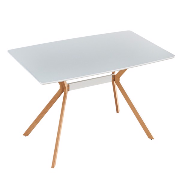Dining Table MDF Anti-Scratch Top Metal Shelf Metal Heat Transfer Legs Leveling Feet For Dining Room Kitchen Office Table X 1(White)