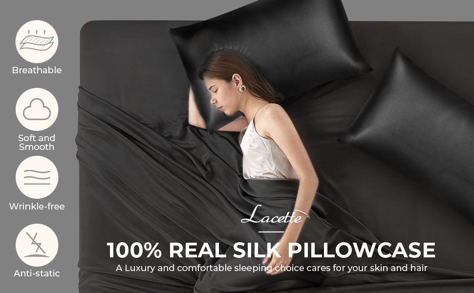 mulberry silk pillowcase 2 pack grey standard size set of 2 lacette blissy hair skin women 