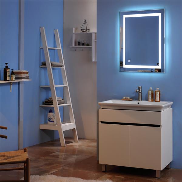 28&quot;x 20&quot; Square Built-in Light Strip Touch LED Bathroom Mirror Silver