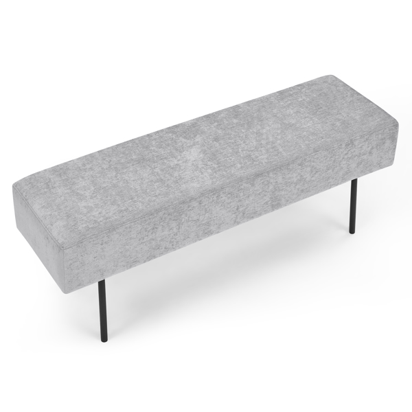 Contemporary Style Bedroom Chenille Upholstered Bench, Grey,( 45'' x13''x 17''