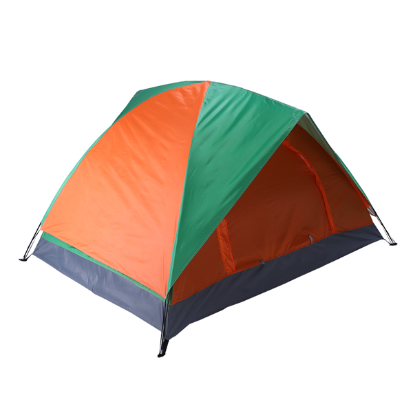 2-Person Double Door Camping Dome Tent Orange &amp; Green