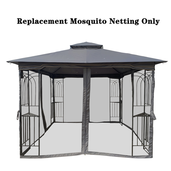 10 x 10 Ft Gazebo Replacement 4-Side Mosquito Netting with ZippersBlack