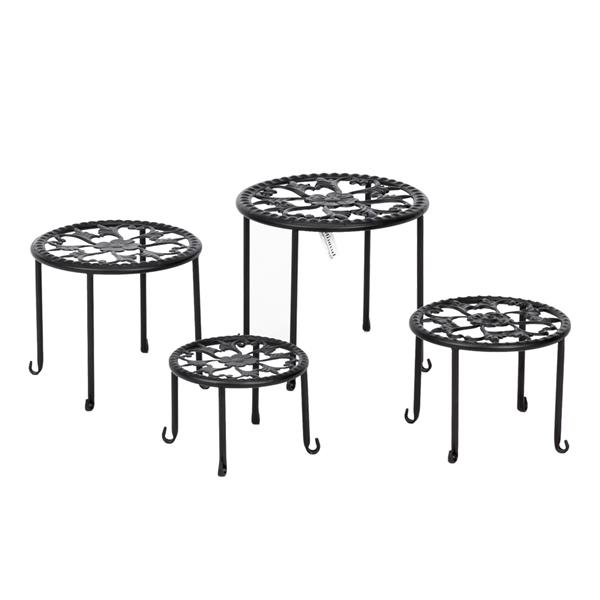 4 Round Ironwork Plant Racks With 4-1 Black Paint Prints