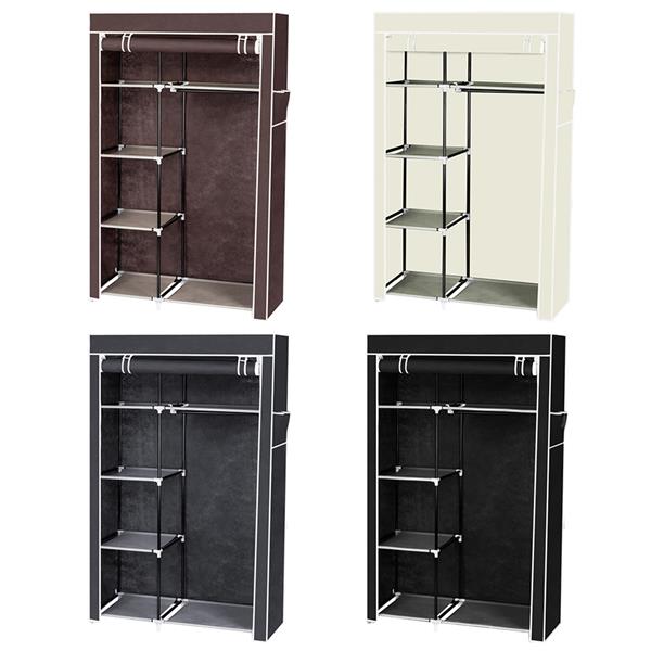 64&quot; Portable Closet Storage Organizer Wardrobe Clothes Rack with Shelves Black