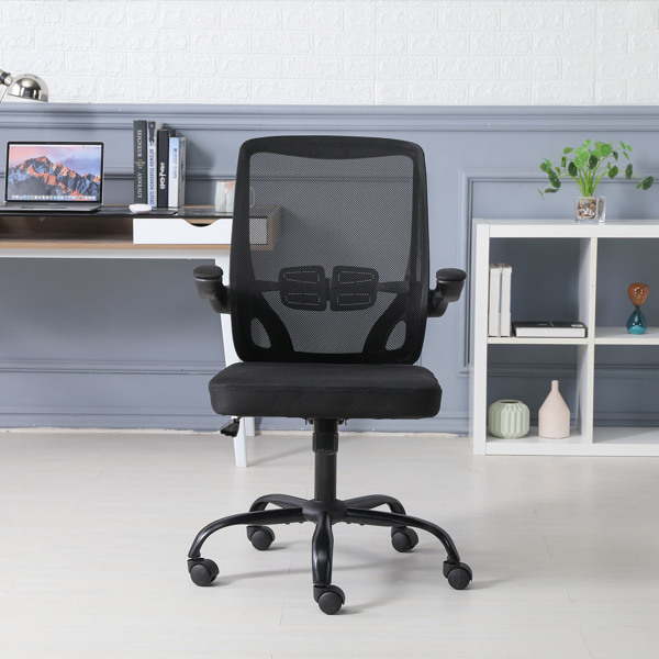 GIVENUSMYF Modern Simple Office Chair, Computer Chair Home, Ergonomic Bow Seat Staff Mesh Chair Conference Chair (Mesh Black)