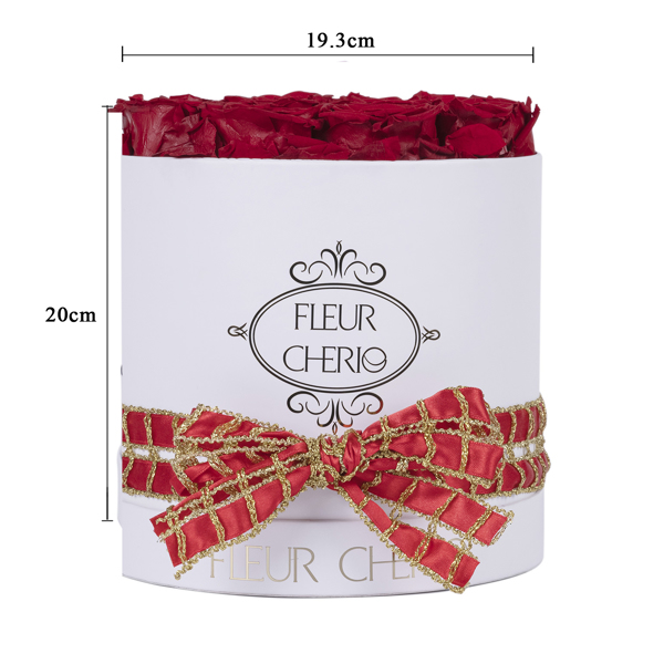 Round Red Rose | Gold Red Alternate Ribbon Carton