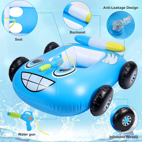 Inflatable water jet car seat blue