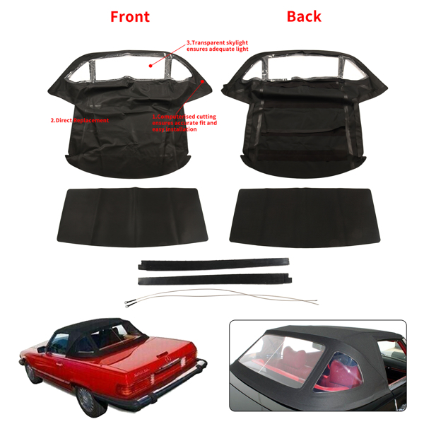 For Mercedes R107 380SL 450SL 560SL 2-Door V8 3.8L 4.5L 5.6L Soft Top 1972-1989