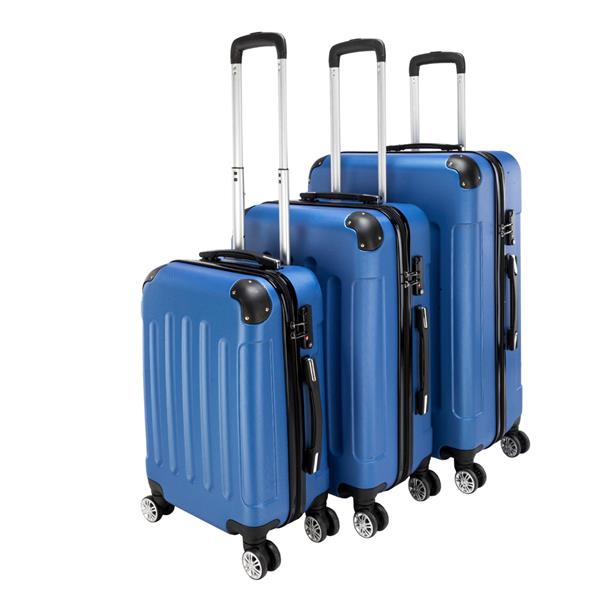 3-in-1 Portable ABS Trolley Case 20&quot; / 24&quot; / 28&quot; Dark Blue