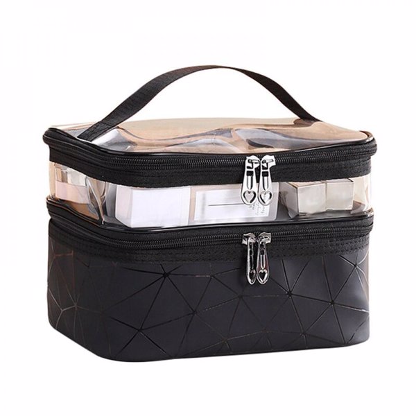 GITTOP - Double layer cosmetic storage bag - black