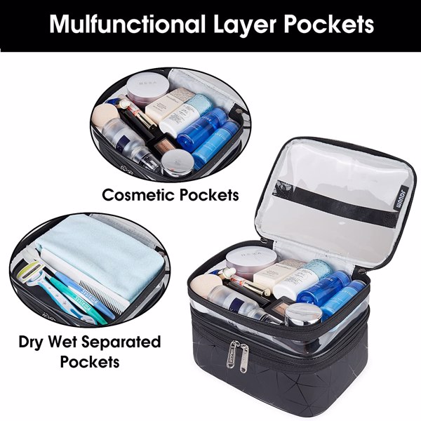 GITTOP - Double layer cosmetic storage bag - black
