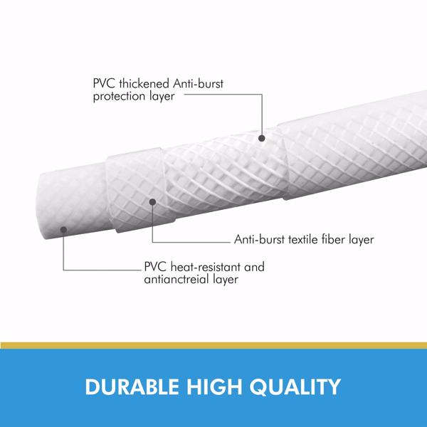 PVC Shower Hose 59 Inches Extra Long Smooth Handheld Shower Hose Flexible Anti-Kink Handheld Shower Head Hose with brass spin inner core White