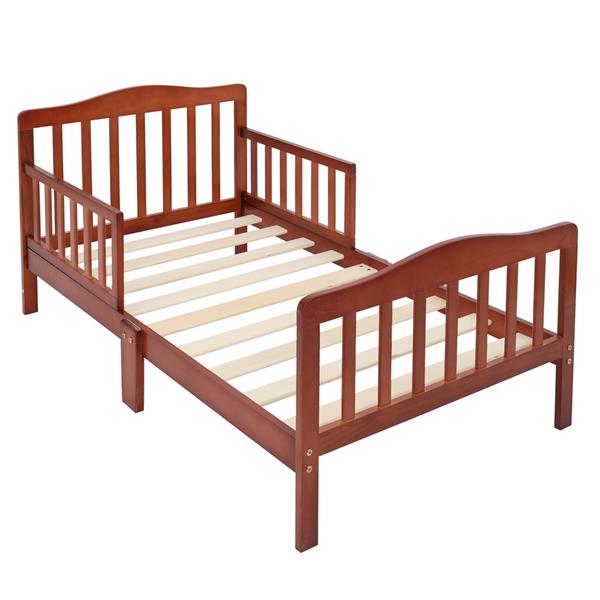 Wooden Baby Toddler Bed Children Bedroom Furniture with Safety Guardrails Espresso
