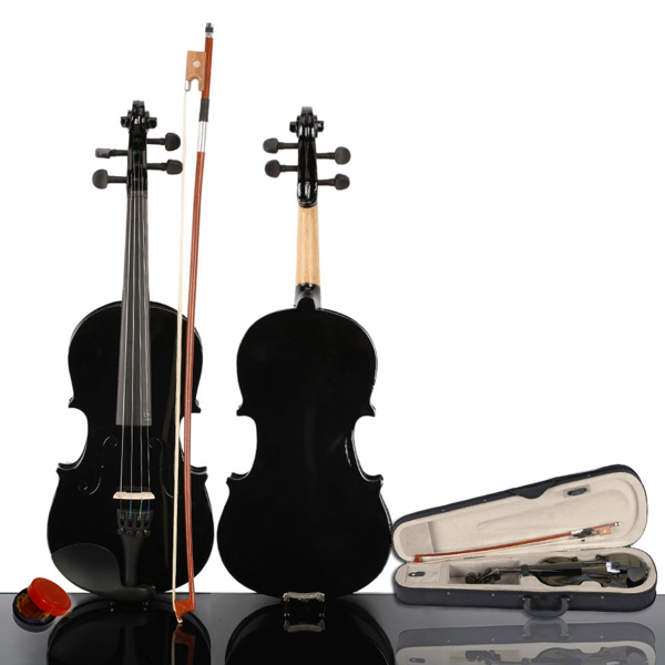 New 1/4 Acoustic Violin Case Bow Rosin Black