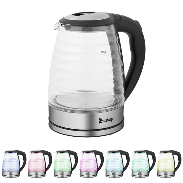 American Standard HD-1858L 1.8L 110V 1100W  Electric Kettle Stainless Steel High Quality Borosilicate Glass Seven Colors Of Lights