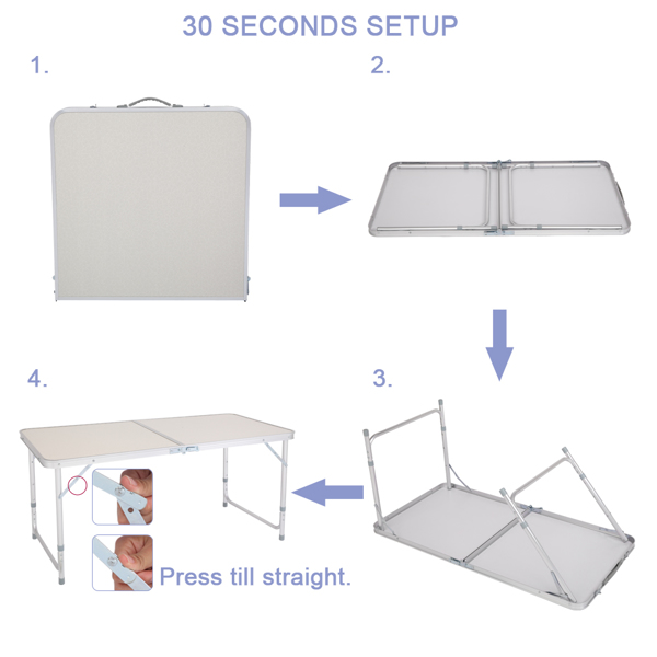 120 x 60 x 70 4Ft Portable Multipurpose Folding Table White