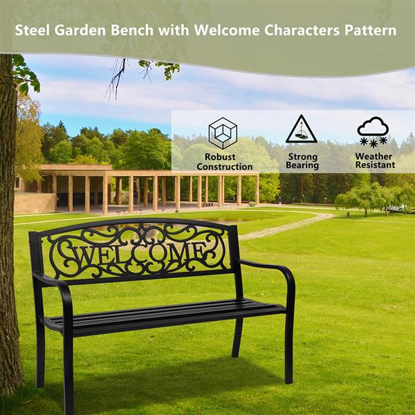 50&quot; Outdoor Welcome Backrest Cast Iron Bench